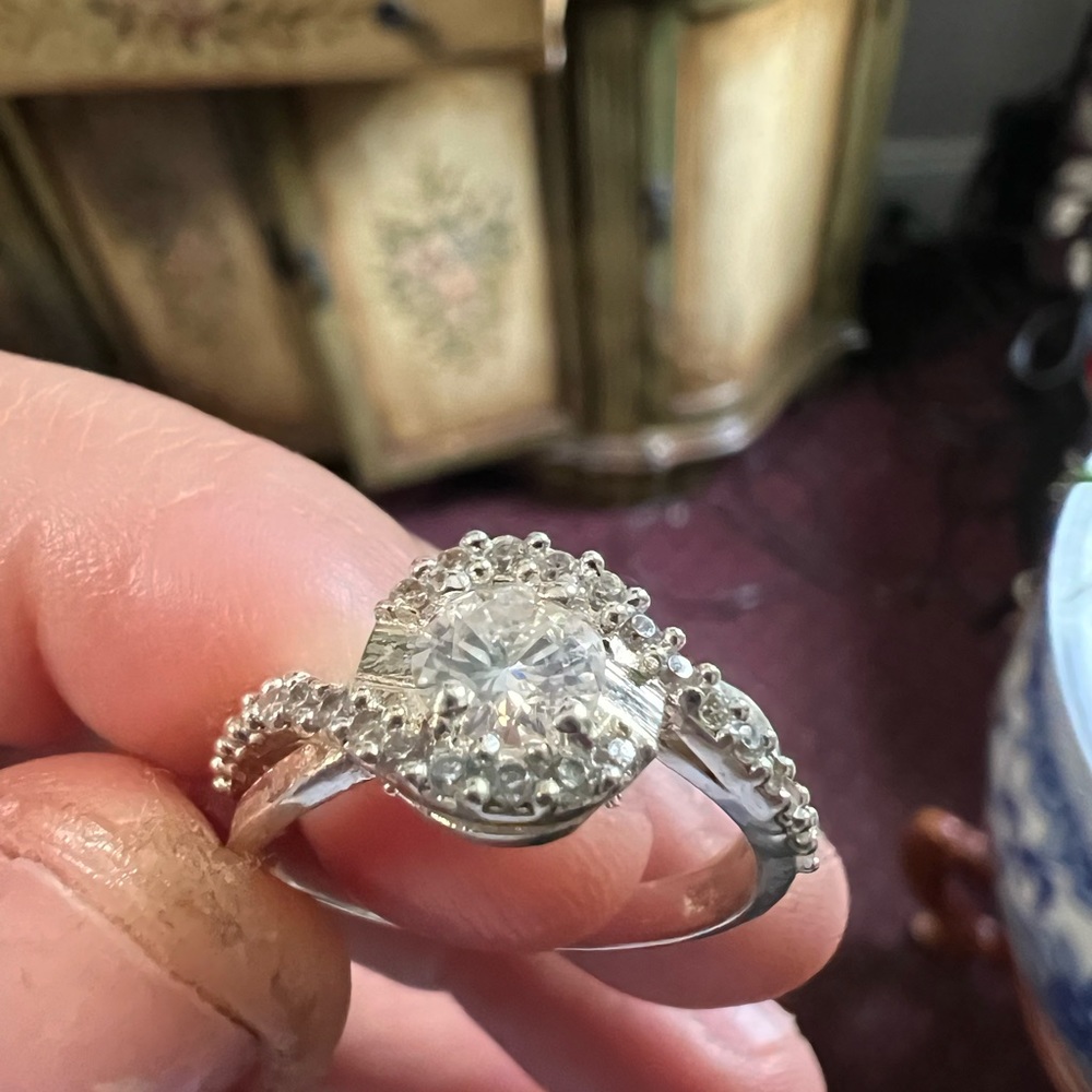 Ring silver diamond clean mossanite new ring